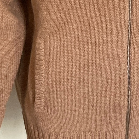 Vintage 80s L.L. Bean Tan Shetland Wool Full Zip Sweater Pockets Men's L Reg - Picture 5 of 7